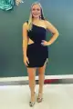 Yedda | One-Shoulder Cutout Short Party Dress with Slit(Black,2)