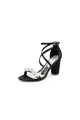 Open Toe Beaded Cross Strap High Heels(Black,US5)