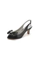 Open Toe Beaded Satin Stiletto Heels With Bow(Black,US6)