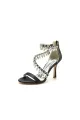 Open Toe Crystal Ankle Strap Stiletto Sandals(Black,US5)