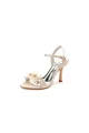 Open Toe Floral Beading Stiletto Heels(Champagne,US5)
