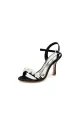 Open Toe Pearl Stiletto Heels(Black,US5)
