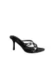 Orange Metal Embellished Mules Sandals(Black,US5)