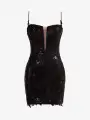Orla | Black Sheath Spaghetti Straps Sequined Lace Homecoming Dress