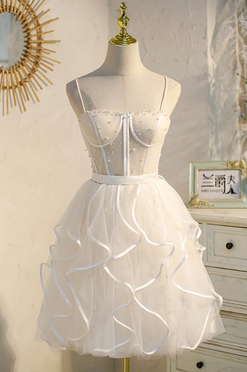 Bethany | A-Line Spaghetti Strap Tulle Short Homecoming Dress