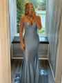 Paislee | Spaghetti Straps Light Blue Appliques Mermaid Prom Dress