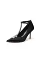 Party Pointed Toe Crystal Strap High Heels Shoes(Black,US5)