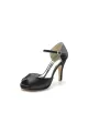 Party Simple Peep Toe Ankle Stap Pumps(Black,US5)
