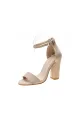 Party Suede Peep Toe Chunky Heel Evening Shoes With Buckle Ankle Strap