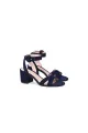 Party Suede Peep Toe Chunky Heel Shoes With Buckle Ankle Strap(Navy Blue,US5)