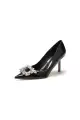 Patent Leather Wedding Shoes with Rhinestone(Black,US5)