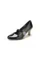 Patent Leather Wedding Chunky Heels(Black,US6)