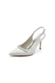 Pearl Embellished Peep Toe Slingback High Heels