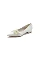 Pearl Flower Cocktail Pointed Toe Flats(Ivory,US6)