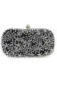 Pearl Rhinestone Beaded Square Handbag(Black,ONE SIZE)