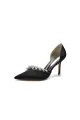 Pearl Strap Pointed Toe Satin High Heels(Black,US5)