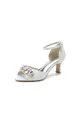 Peep Toe Rhinestone Strap Buckle Stiletto Heels