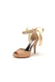 Peep Toe Rhinestone Strap Ribborn Tie(Champagne,US5)