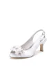 Peep Toe Slingback Beaded Chunky Wedding Shoes with Flowers