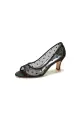 Peep Toe Slip-on Mesh Stiletto Heels(Black,US6)