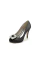 Peep Toe Slip-on Stiletto Heels With Rhinestone(Black,US6)
