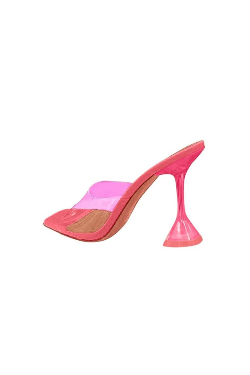 Pink High Heel Naked Mules Sandals