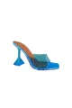Pink High Heel Naked Mules Sandals(Blue,US5)