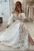 Plunging V-Neck Allover Lace Bohemian Wedding Dress with Sleeves(Diamond White,2)