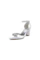Pointed Toe Ankle Strap Chunky Heel With Rhinestone