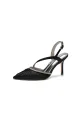 Pointed Toe Ankle Strap Crystal Heels(Black,US5)