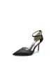 Pointed Toe Ankle Strap High Heels Shoes(Black,US5)
