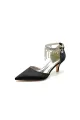 Pointed Toe Ankle Strap Party Shoes with Rhinestone(Black,US6)