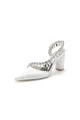 Pointed Toe Beaded Slip-on Satin Chunky Heels