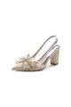 Pointed Toe Chunky Heels with Bow(Champagne,US5)