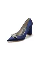 Pointed Toe Chunky Heels with Rhinestone