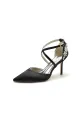 Pointed Toe Cross Strap With Rhinestones Stiletto Heels(Black,US5)