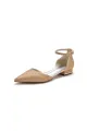 Pointed Toe Crystal Ankle Strap Low Heels(Champagne,US5)