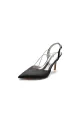 Pointed Toe Crystal Ankle Strap Stiletto Heels(Black,US5)