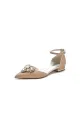 Pointed Toe Glitter Ankle Strap Low Heels With Rhinestone