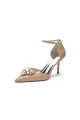 Pointed Toe Glitter Ankle Strap Rhinestone High Heels(Champagne,US5)