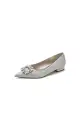 Pointed Toe Glitter Wedding Low Heels With Rhinestone