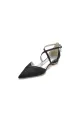 Pointed Toe Lace Ankle Strap Kitten Heels