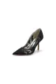 Pointed Toe Bridal Heels with Lace Appliques(Black,US5)