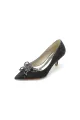 Pointed Toe Lace Wedding Shoes with Flower(Black,US6)