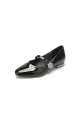 Pointed Toe Patent Leather Beaded Low Heels(Black,US6)