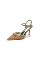 Pointed Toe Pearl Glitter Wedding Shoes With Bow(Champagne,US5)