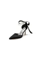 Pointed Toe Party Shoes with Ribbon Tie(Black,US5)