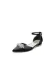 Pointed Toe Rhinestone Ankle Strap Kitten Heels(Black,US5)