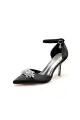 White Pointed Toe with Rhinestone Flower(Black,US5)