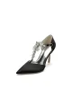 Pointed Toe Rhinestone Strap High Heels(Black,US5)